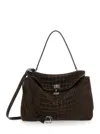 Balenciaga Womens Brown Rodeo Medium Croc Suede Top-handle Bag In Brown