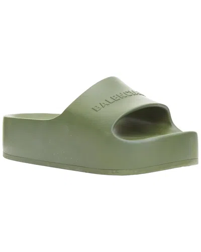 Pre-owned Balenciaga Women's Rubber Green Rubber Pool Slide (authentic Pre-loved)