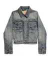 Balenciaga Women's Ruched Denim Jacket In Blue In Blue