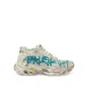 Balenciaga Mesh And Nylon Sneakers With Worn-out Effect In White/blue