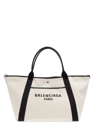 BALENCIAGA WOMEN'S SAND CANVAS LARGE BIARRITZ SHOPPING BAG