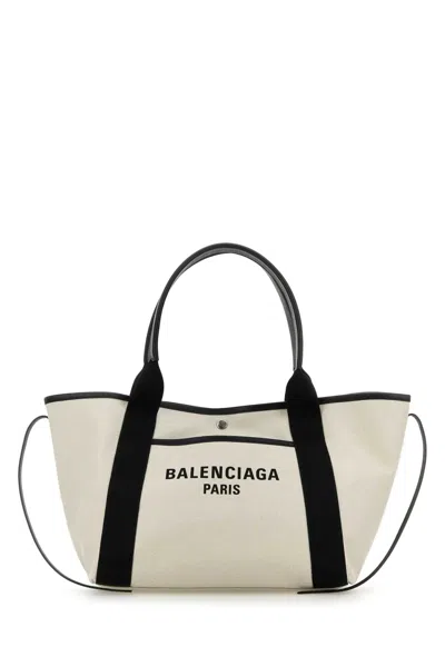 Balenciaga Women Sand Canvas Medium Biarritz Shopping Bag In Brown