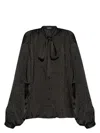 Balenciaga Satin Blouse With Bow And Cut-out Sleeves In Black
