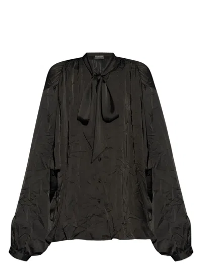 BALENCIAGA WOMEN'S SATIN BLOUSE WITH BOW SHIRT