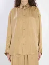 Balenciaga Satin Long-sleeved Striped Shirt In Brown
