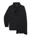 Balenciaga Asymmetric Black Silk Blouse With Scarf In Black