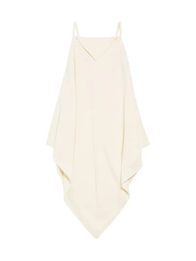 Balenciaga Scarf-inspired Wool And Silk Crepe Top In Ivory In White