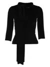Balenciaga Scarf Turtleneck Terry-cloth Blouse In Black