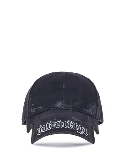 Balenciaga Women Script Baseball Hat In Black