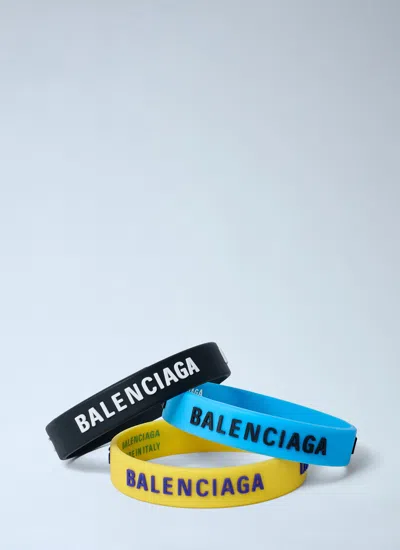 BALENCIAGA BALENCIAGA WOMEN SET OF THREE LOGO PRINT BRACELETS