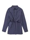 Balenciaga Elasticated Waistband Cotton Shirt Mini Dress In Blue