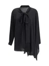 Balenciaga Black Georgette Scarf Blouse In Black