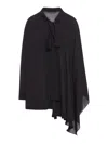 Balenciaga Asymmetric Black Silk Blouse With Scarf Women In Black