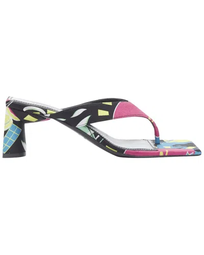 Balenciaga Women's Silk Floral Satin Square Toe Mid Heel Mule Thong Sandal  (authentic Pre-loved) In Multi