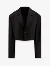 Balenciaga Women Single Breasted Cut Off Viscose And Wool Blazer In Black