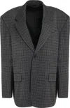Balenciaga Tailored Single-breasted Houndstooth Blazer In Grey