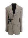 Balenciaga Tailored Wrap Jacket With Checkered Design For Women In Brown