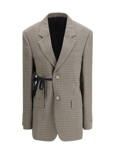 Balenciaga Tailored Wrap Jacket With Checkered Design For Women In Green