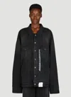 Balenciaga Off-shoulder Denim Jacket Casual Jackets, Parka Blue In Black