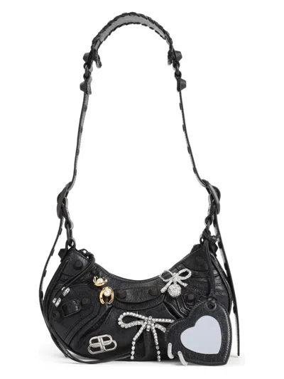 BALENCIAGA WOMEN'S SLATE LEATHER LE CAGOLE XS SHOULDER BAG