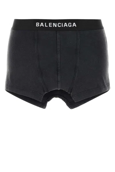 Balenciaga Women Slate Stretch Cotton Mini Skirt