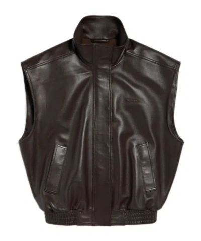 Balenciaga Women's Sleeveless Blouson In Moka In Burgundy