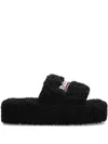 Balenciaga Women Slide "furry Platform" In Black