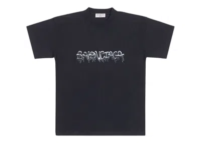 Pre-owned Balenciaga Women's Slime Medium Fit Vintage T-shirt In Black