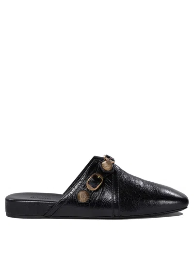 Balenciaga Women Slipper "cagole" In Pelle Borchiata In Black