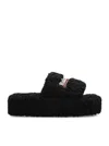 Balenciaga Furry Platform Sliders In Black