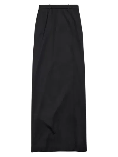 Balenciaga Women Wool Midi Skirt In Black