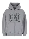 Balenciaga Hooded Cotton Sweatshirt With Kangaroo Pocket In Gray