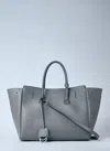 Balenciaga Women Grey Leather Small Carry All Hampton Shopping Bag