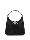 Balenciaga Bb Soft Lambskin Leather Hobo Bag In Black