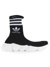Balenciaga X Adidas Speed High-top Sneakers In Black White
