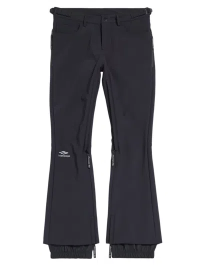 Balenciaga Logo-print Press-stud Flared Trousers In Black