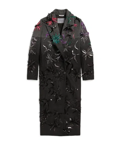 Balenciaga Women's Spotlight Flowers Maxi Coat In Black/grey/multicolor