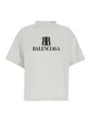 Balenciaga Cotton Tshirt With Logo Print In White