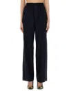 Balenciaga Women Striped Pants With Elastic In Blue