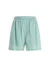 Balenciaga Striped Elastic-waist Shorts In Green