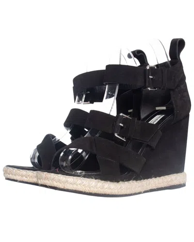 Pre-owned Balenciaga Women's Suede Wedge Sandal (authentic Pre-loved) In Black