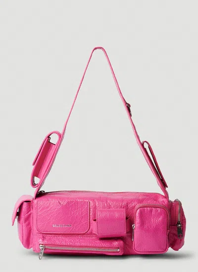 Balenciaga Superbusy Xs Leather Shoulder Bag In Pink