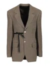 Balenciaga Tailored Wrap Jacket With Checkered Design For Women In Brown