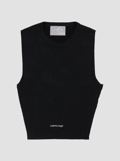 Balenciaga Women's Techwear Cropped Tank Top In Black
