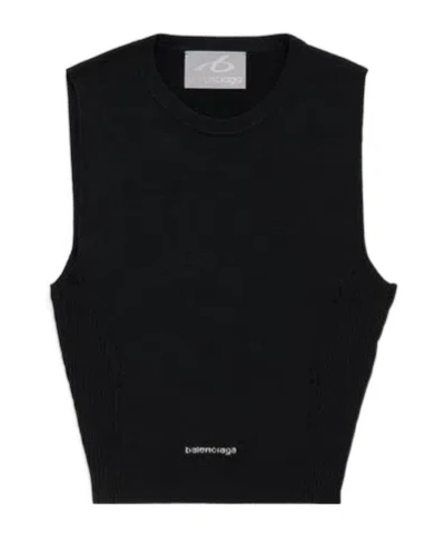 Balenciaga Women's Techwear Cropped Tank Top In Black