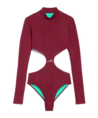 Balenciaga Women's Techwear Cut-out Bodysuit In Burgundy/aqua In Multi