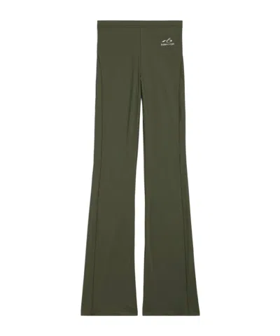 Balenciaga Women's Techwear Flared Leggings In Khaki/lime In Green