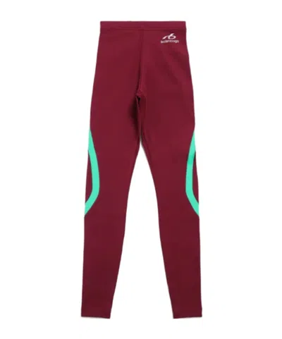 Balenciaga Women's Techwear Leggings In Burgundy/aqua In Red