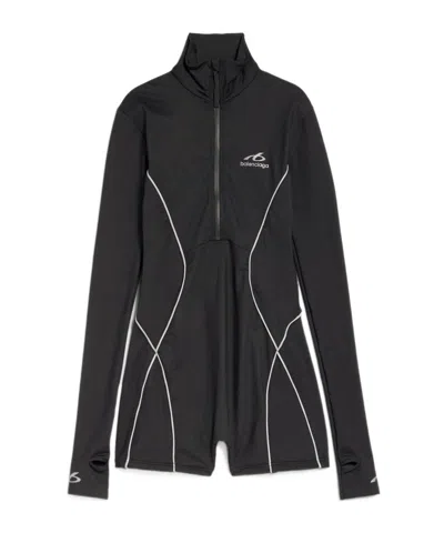 Balenciaga Women's Techwear Short Long Sleeve Bodysuit In Black