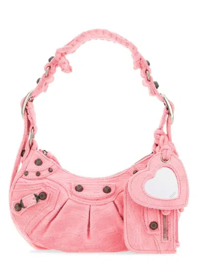 BALENCIAGA WOMEN'S TERRY FABRIC LE CAGOLE XS SHOULDER BAG
